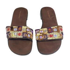 Women’s Amanda Smith Bohemian Sequin Slide Sandals Multicolored Size 5.5M